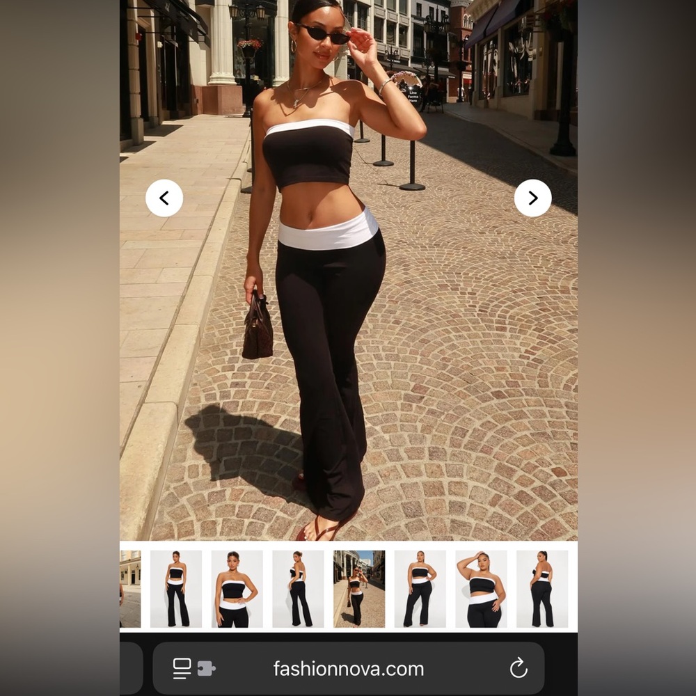 Fashion Nova Black and White Strapless Jumpsuit
